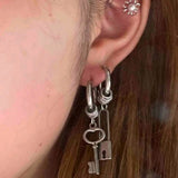 1pc Key & Lock Drop EarringsStainless Steel