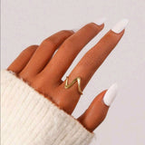 Stainless wave Cuff adjustable Ring