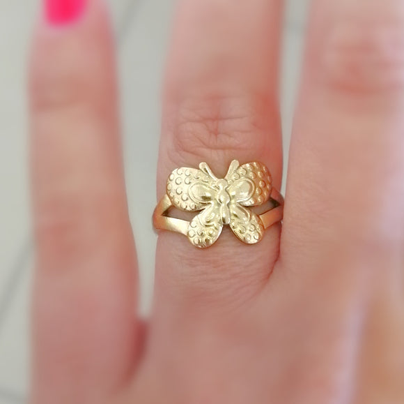 Butterfly adjustable stainless ring