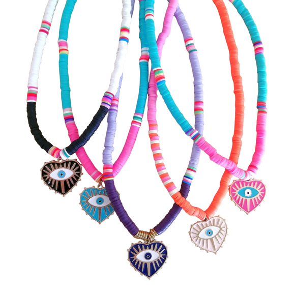 Surfer necklace heart eye