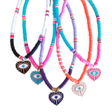 Surfer necklace heart eye
