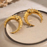 18K Gold Plated Moon shaped Polished Earrings
