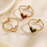 Stainless Steel  Adjustable Drop Heart Ring