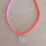 Surfer necklace heart eye