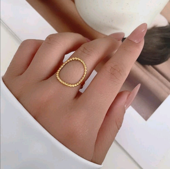 Stainless Steel Baroque Style Wide Face Open Ring