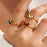 Stainless Steel  Adjustable Drop Heart Ring