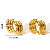 18K Gold Stainless Steel Triple Stranded Stud Earrings