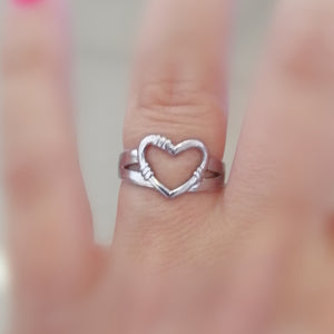 Heart stainless silver adjustable ring