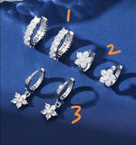 Sparkling Stone stainless Flower hoop Luxury earrings