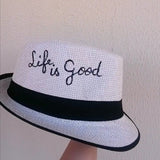 Summer straw Hat colorful eye hand painted