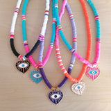 Surfer necklace heart eye