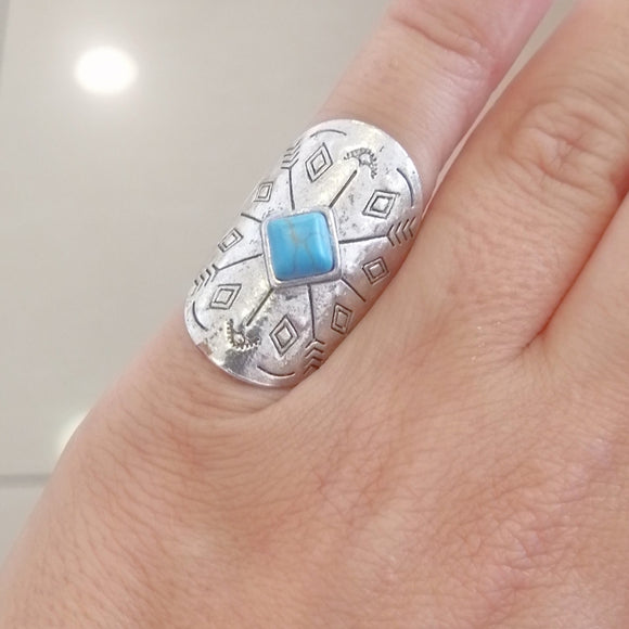 Boho ring with turquoise stone