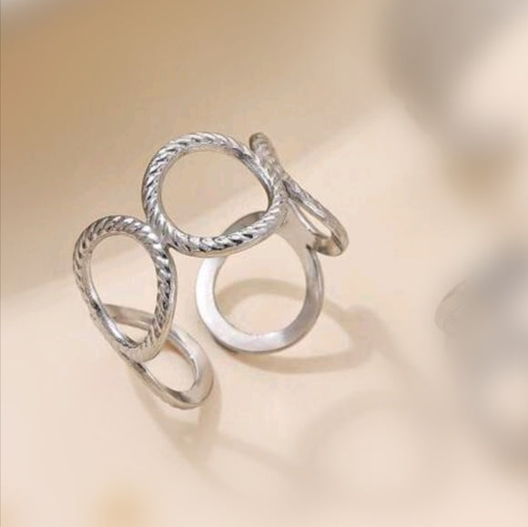 Round circles adjustable stainless ring