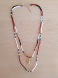 1pc New Style Braided Layered Necklace With Beige Bead