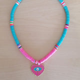 Surfer necklace heart eye