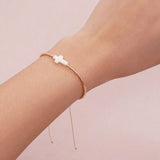 Boho Seashell Cross Golden Seed Bead Adjustable Bracelet