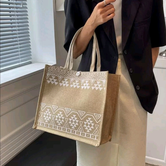 Geometric linnen shioper bag
