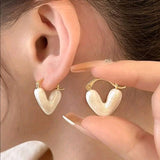 White heart Shaped Hoop Earrings