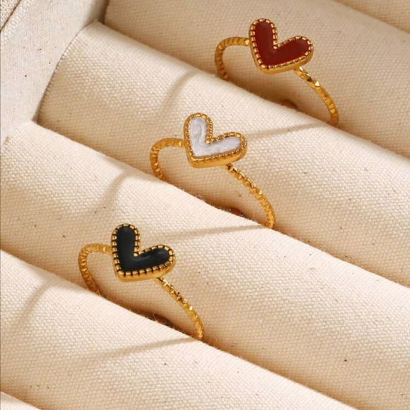 Stainless Steel  Adjustable Drop Heart Ring