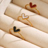 Stainless Steel  Adjustable Drop Heart Ring