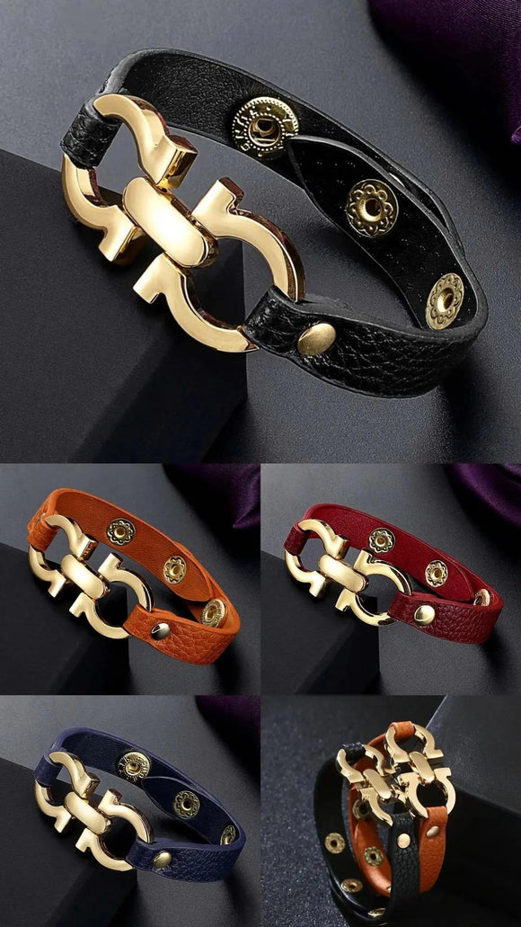 PU leather adjustable bracelet with Buckle