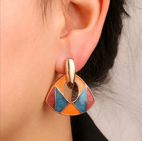 French retro drop colorful earrings
