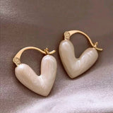 White heart Shaped Hoop Earrings
