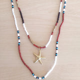 1pc New Style Braided Layered Necklace With Beige Bead