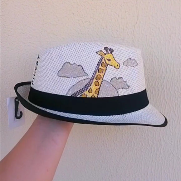 Straw hat hand painted hush hush