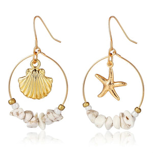Sea Shell Earrings white Gold Color Trendy Metal Earrings