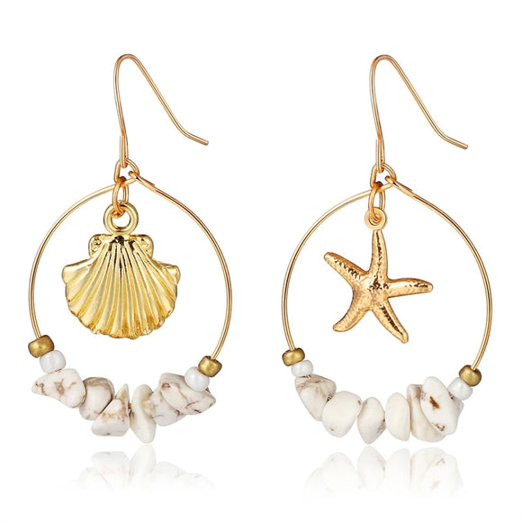Sea Shell Earrings white Gold Color Trendy Metal Earrings
