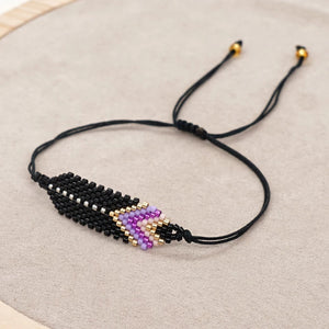 Handmade Black Rope Miyuki Beaded Arrows Bracelets