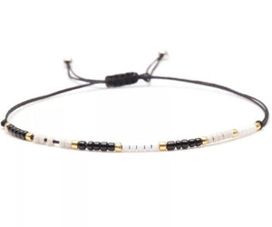 black and white sead beads adjustable bracelet