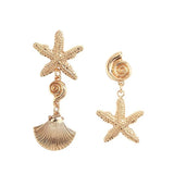 Golden metal shell starfish earrings