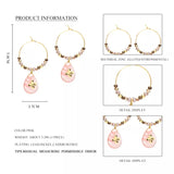 Fashion Natural Stone Hoop Earrings With Pink Waterdrop Stone Pendant