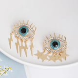 blue evil eye trendy drop earrings