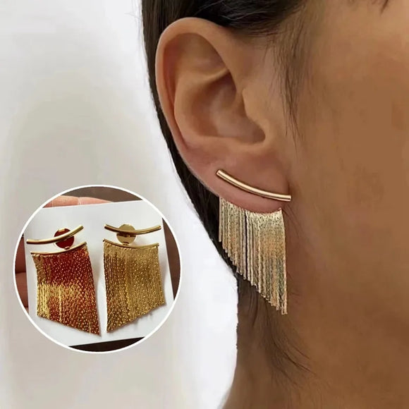 Fashion statement tassel Gold earrings