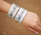 punk wide leather bracelet 2 colors open wrap star