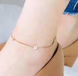 Titanium Steel Bohemia Beach Chain Link Anklets For Women Girls Roman Numerals Flower Charm Anklet