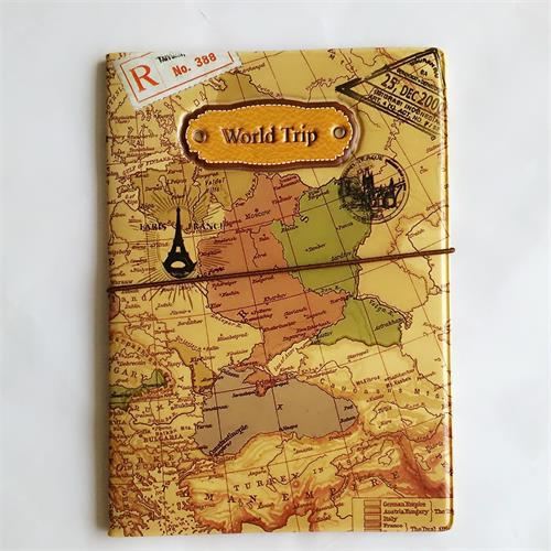 Passport Cover Brown map