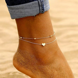 simple heart golden anklet