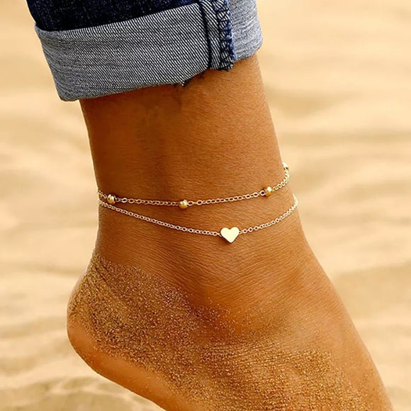simple heart golden anklet