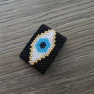 Evil eye handmade beaded black ring