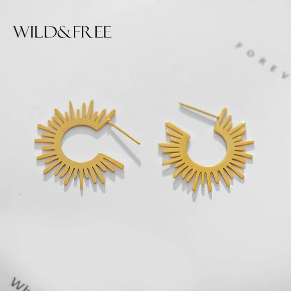 Minimalism Half Circle Spiked Earrings gold Stainless Steel