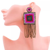 Handmade Fringed Bohemian Glass Bead Drop Earring Party
