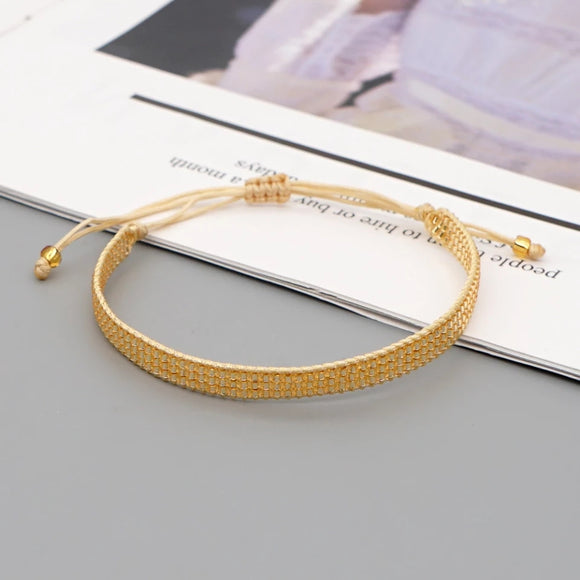 Handmade golden miyuki beads slim bracelet