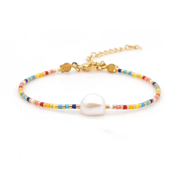 Miyuki Bead Bracelets Real Pearl Summer Rainbow Pulseras  High Quality Stainless Steel