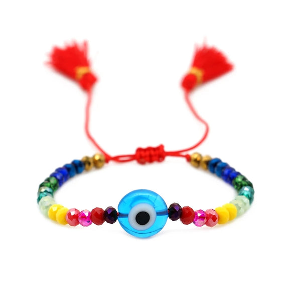 Turkish Evil Eye Rainbow Bracelet For Women Colorful Beads