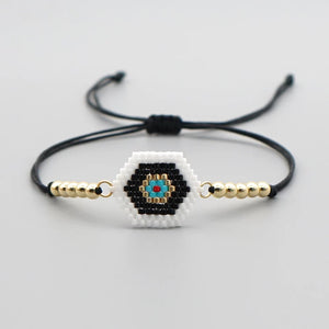 white Turkish Evil Eye Bracelet Miyuki Lucky Bracelet