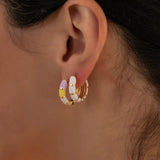 Mini Lovely Enamel Rainbow Round Circle Hoop Earrings for Women